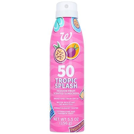 Walgreens Tropic Splash Sunscreen Spray SPF 50 Passion Fruit