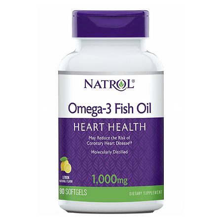 Natrol Omega-3 Fish Oil for Heart Health 1000 mg Softgels Lemon