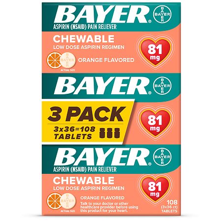 Bayer Chewable Low Dose Aspirin Orange