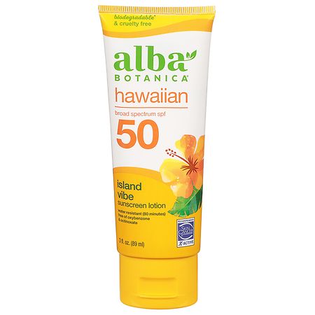 Alba Botanica Broad Spectrum SPF 50 Hawaiian Sunscreen Lotion Island Vibe