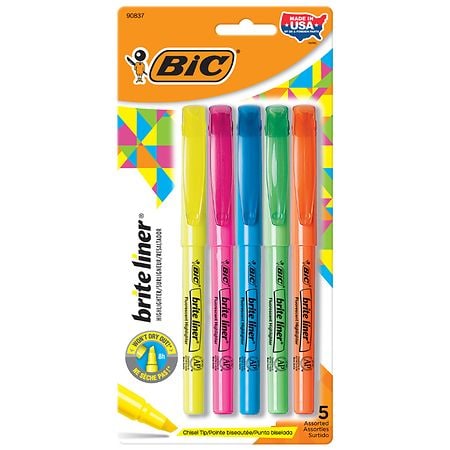 BIC Highlighters, Chisel Tip Assorted