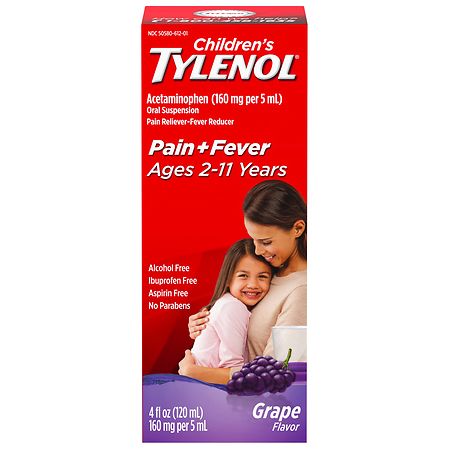 Children's TYLENOL Pain + Fever Relief Cold Medicine Grape