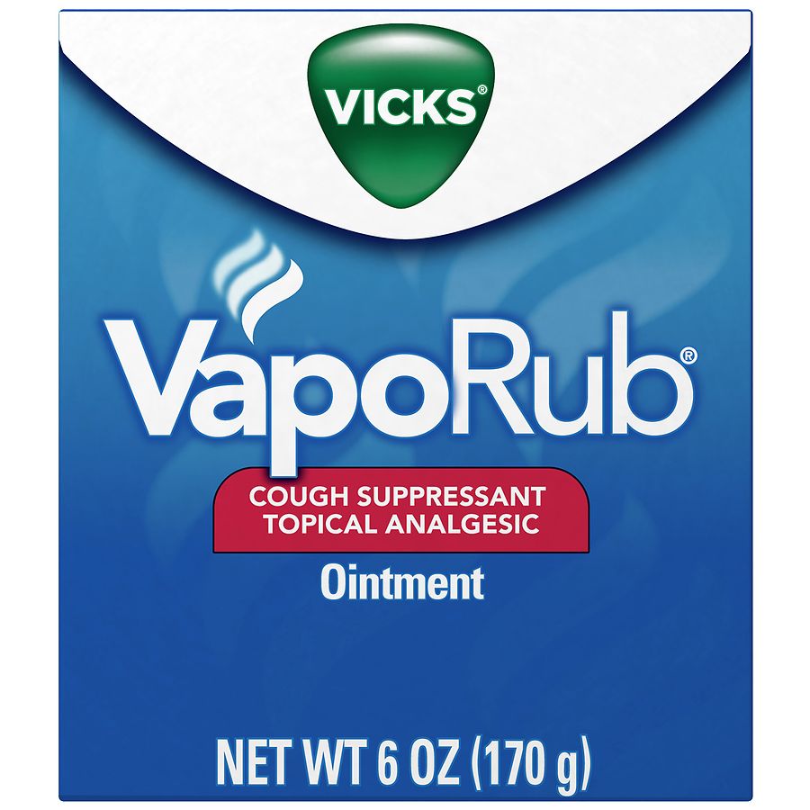 Vicks VapoRub, Original, Cough Suppressant, Topical Chest Rub & Analgesic  Ointment, Medicated Vicks Vapors, Relief from Cough Due to Cold, Aches &  Pains, 6 oz