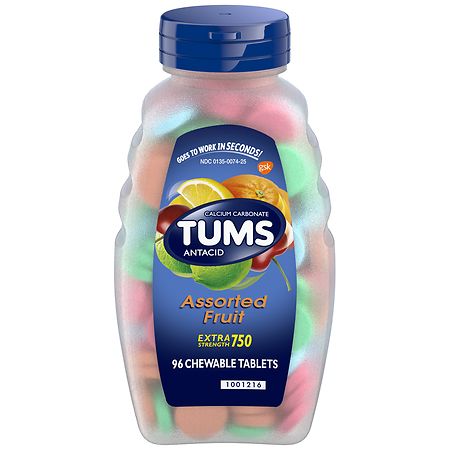 Tums Antacid Chewable Extra Strength Tablets Assorted Fruit