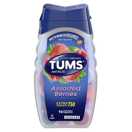 Tums Antacid Chewable Extra Strength Tablets Assorted Berries