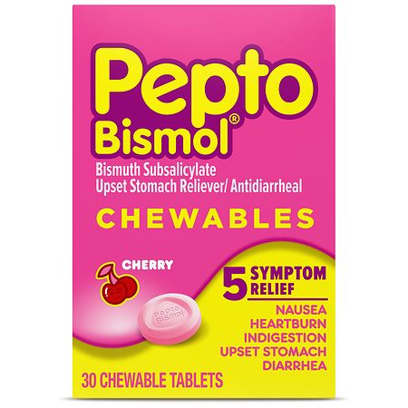 Pepto-Bismol Chewables 5 Symptom Relief Chewable Tablets Cherry
