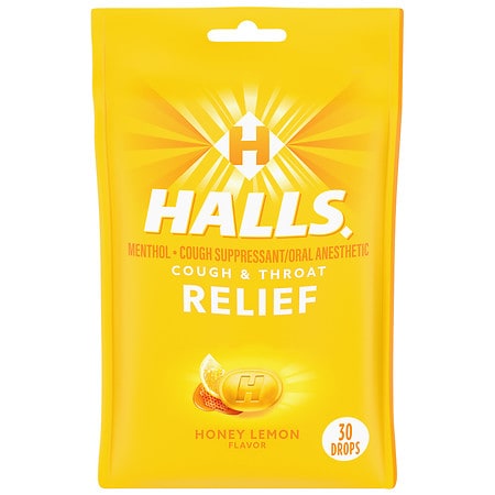 Halls Cough & Throat Relief, Honey Lemon Flavor