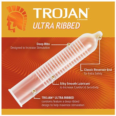 Trojan Stimulations Ultra Ribbed Lubricated Condom