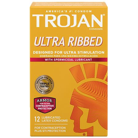 Trojan Ultra Ribbed Stimulations Ultra Ribbed Spermicidal Condoms