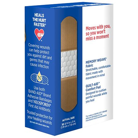 BAND-AID Flexible Fabric Adhesive Bandages 3/4 Inch X 3 Inches
