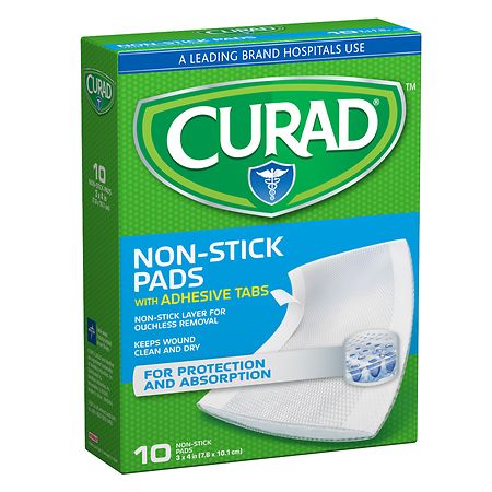 Curad Non-Stick Pads with Adhesive Tabs 3 x 4 in