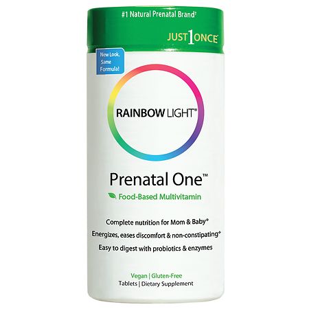Prenatal One High Potency Daily Multivitamin with Folate Ginger and Probiotics | 150 Vegan Tablets | by Rainbow Light
