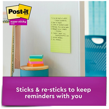 Post-it Super Sticky Notes, 3 x 3 in, Miami Collection - 3 ct