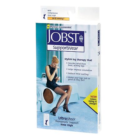 Jobst SupportWear Ultra Sheer Women's UltraSheer Knee High Hosiery (Mild) 8-15 mm Silky Beige