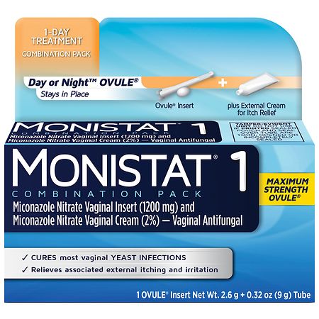 Monistat 1 Day or Night Ovule Insert Plus External Cream Combination Pack