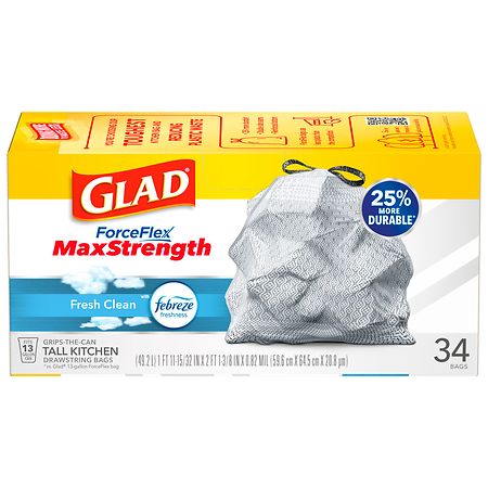 Glad Quick-Tie Fresh Clean Small Trash Bags Value Pack, 2 pack, 52