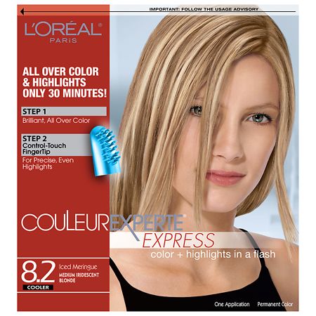 L'Oreal Paris Couleur Experte Hair Color + Hair Highlights Iced Meringue, Medium Iridescent Blonde 8.2