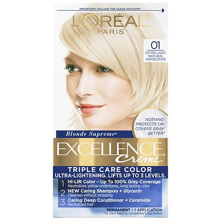 L'Oreal Paris Excellence Creme Permanent Triple Care Hair Color, Extra  Light Ash Blonde 01 | Walgreens
