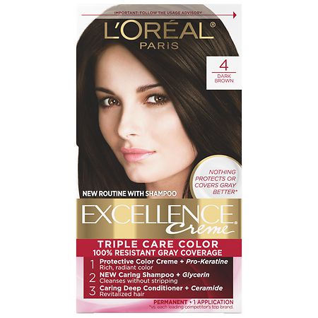 L'Oreal Paris Excellence Creme Permanent Triple Care Hair Color 4 Dark Brown