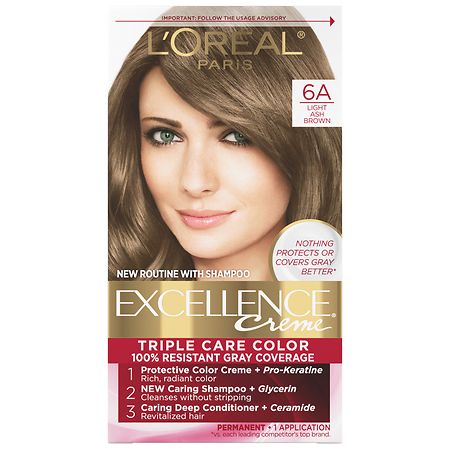 L'Oreal Paris Excellence Creme Permanent Triple Care Hair Color Light Ash Brown 6A