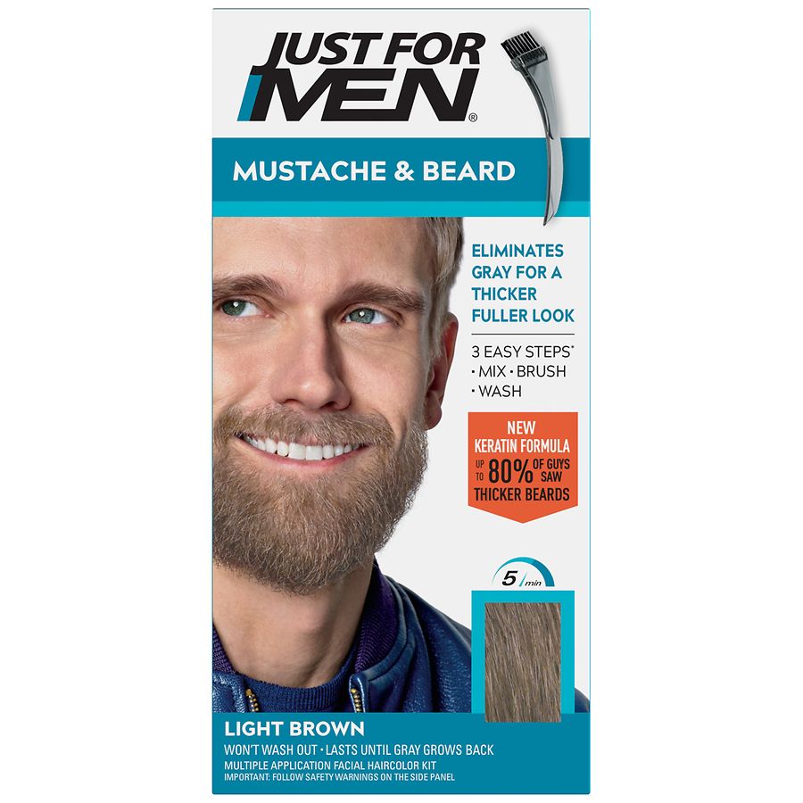 Just For Men Mustache & Beard Haircolor Kit, Light Brown M-25