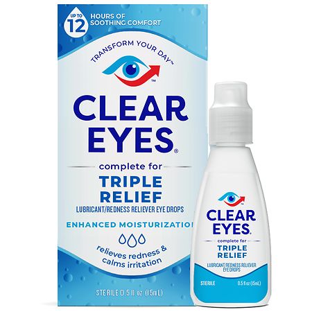 Clear Eyes Triple Action Lubricant Redness Relief Eye Drops