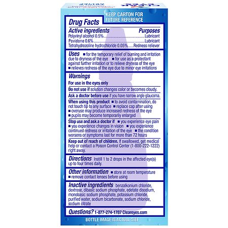 Clear Eyes Triple Action Lubricant Redness Relief Eye Drops