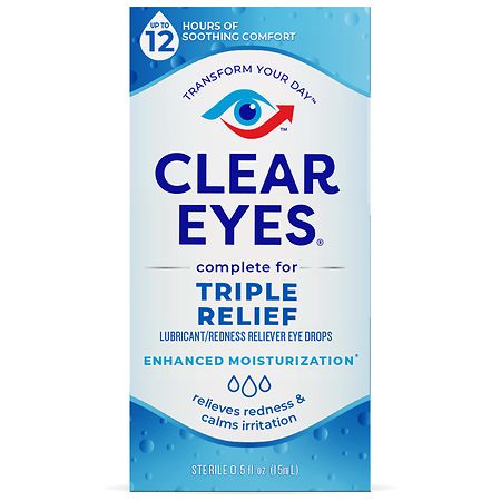 Clear Eyes Triple Action Lubricant Redness Relief Eye Drops