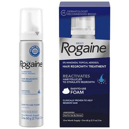 Rogaine Men's 5% Minoxidil Foam For Hair Regrowth Unscented, 1 Month Supply  | Walgreens