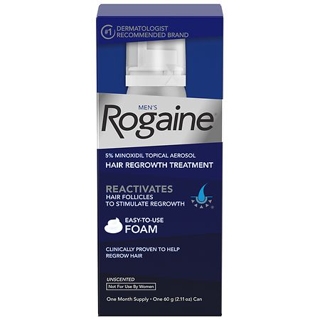 Rogaine Men's 5% Foam For Hair Regrowth Unscented, 1 Month Supply | Walgreens