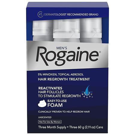 Rogaine Men's 5% Minoxidil Foam For Hair Regrowth Unscented