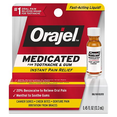 Orajel Instant Pain Relief, Severe Toothache & Gum Relief Plus, Fast-Acting Liquid - 0.45 fl oz