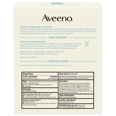 Aveeno Soothing Bath Soak For Eczema, Natural Colloidal Oatmeal Single Use Packets