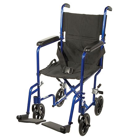 Drive Medical Dash Lightweight Transport Wheelchair 17" Seat Blue