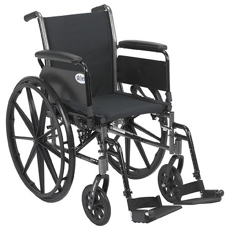 Drive Medical Cruiser III Wheelchair w Flip Back Removable Full Arms, Swing away Footrests 18" Seat Black