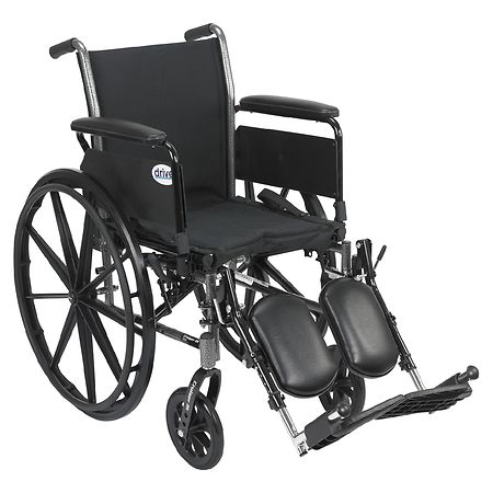 Drive Medical Cruiser III Wheelchair, Flip Back Removable Full Arms, Elevating Leg Rests 18" Seat Black