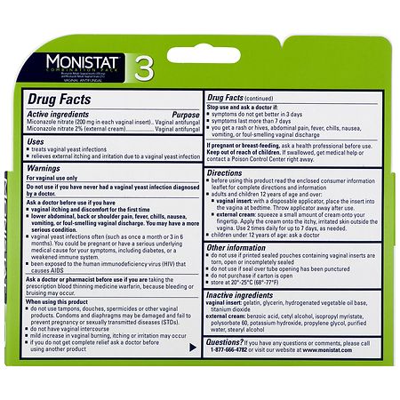 Monistat 3 Day Ovule Inserts Plus External Cream Combination Pack