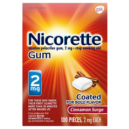 Nicorette Nicotine Gum to Stop Smoking, 2mg Cinnamon Surge