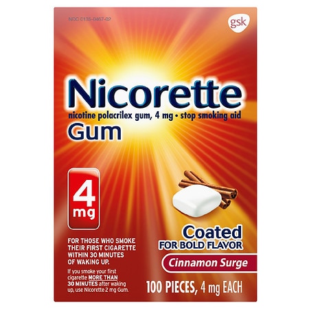 Nicorette Nicotine Gum to Stop Smoking, 4mg Cinnamon Surge