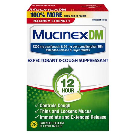 MucinexDM 12 Hour Expectorant & Cough Suppressant, 1200 mg Extended-Release Tablets