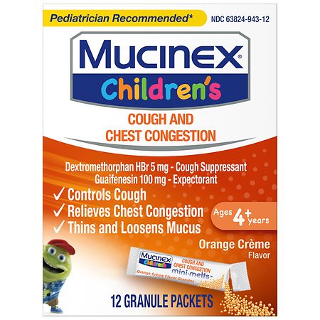 Children's Mucinex Chest Congestion and Cough Suppressant Mini-Melts Orange Creme