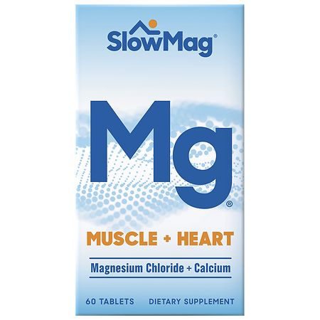 SlowMag MG Muscle + Heart Magnesium Chloride + Calcium Supplement Tablets