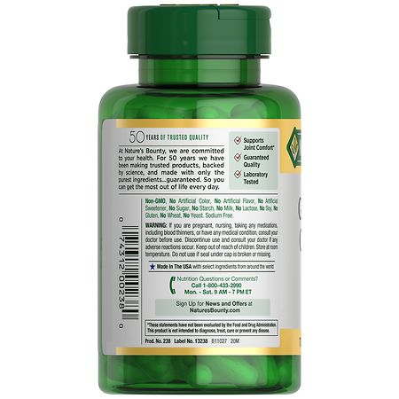 Nature's Bounty Glucosamine Chondroitin Capsules | Walgreens