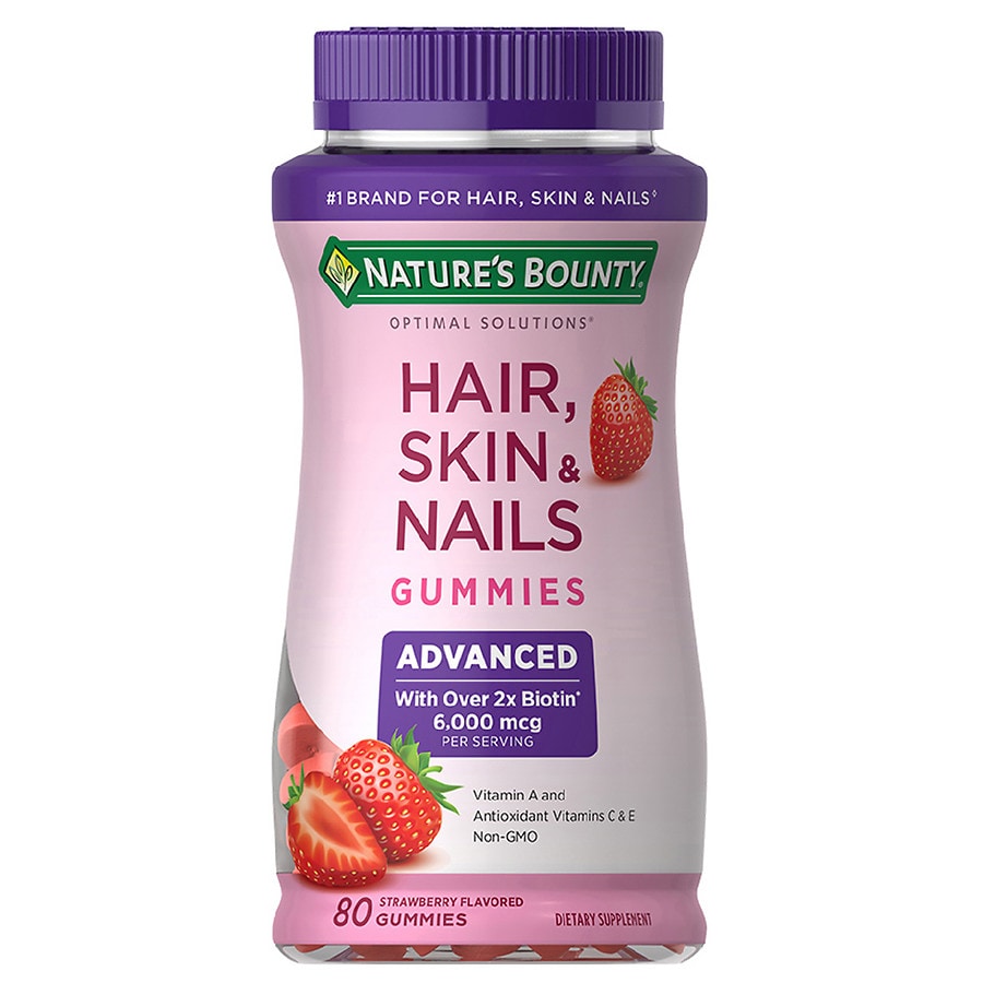 Nature's Bounty Hair Skin Nails Gummies, Strawberry - 80 Count -  eVitamins.com