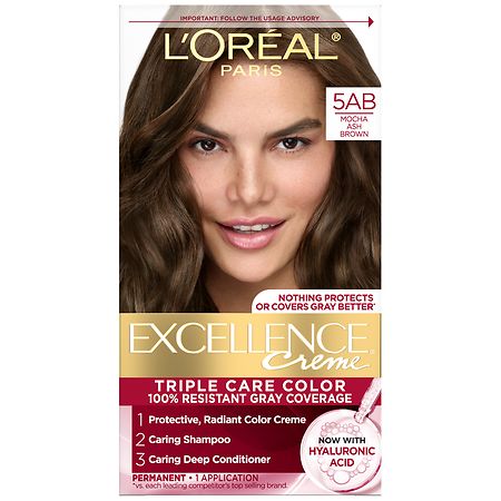L'Oreal Paris Permanent Triple Care Hair Color 100% Resistant Gray Coverage Mocha Ash Brown
