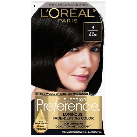 L'Oreal Paris Superior Preference Fade-Defying + Shine Permanent Hair Color Soft Black 3