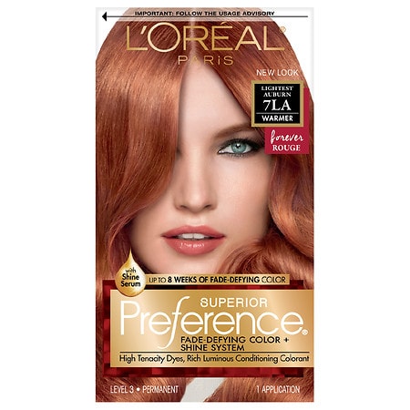 L'Oreal Paris Superior Preference Fade-Defying + Shine Permanent Hair Color 7LA Lightest Auburn