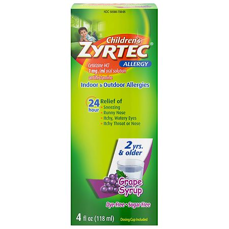 Children's Zyrtec 24 Hour Allergy Relief Syrup Grape