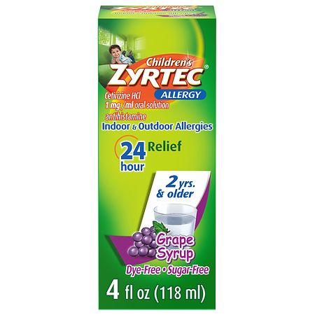 Children's Zyrtec 24 Hour Allergy Relief Syrup Grape