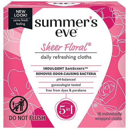 Summer's Eve Sheer Floral Cleansing Cloths for Sensitive Skin Sheer Floral